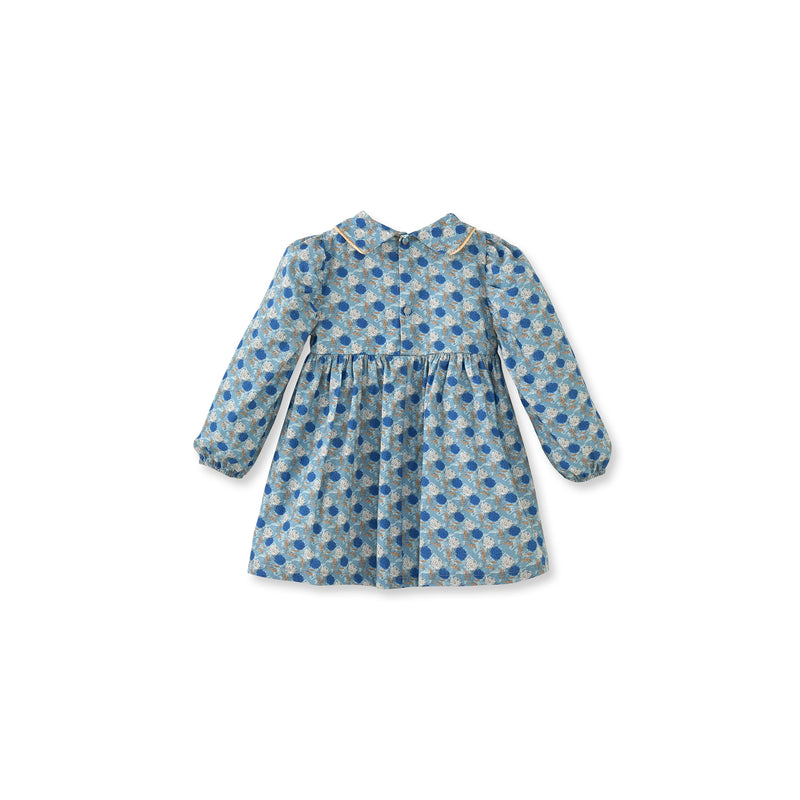 034_19227de3-adad-4106-a885-319d7de8708e.jpg Floral Velvet Trimmed Blue Cotton Dress