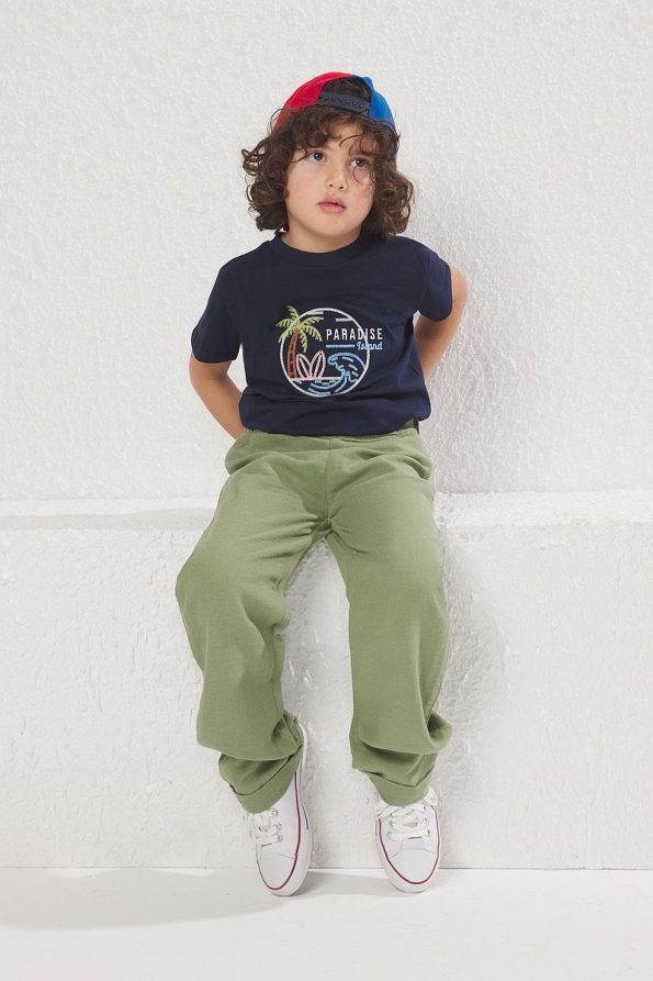 Trendyolmilla Kids Haki Boys' 100% Cotton Balloon Fit Elastic Waist Pants