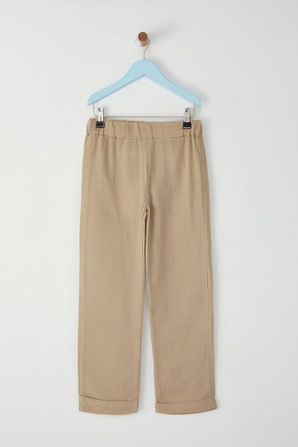 Trendyolmilla Kids Beige Boys' 100% Cotton Balloon Fit Elastic Waist Trousers
