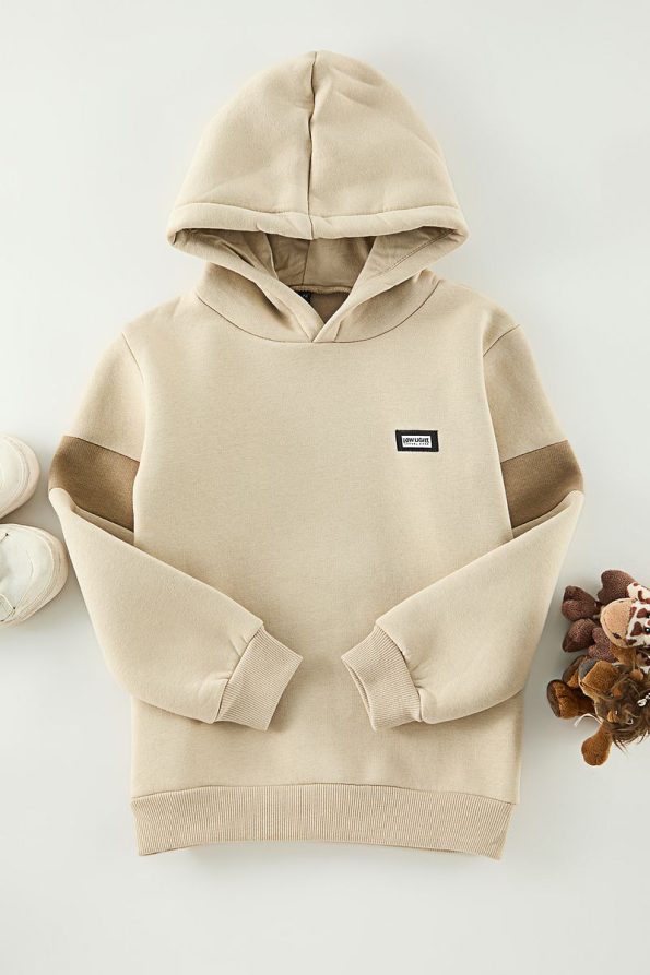 Trendyolmilla Kids Beige Hooded Color Block Mini Me Sweatshirt
