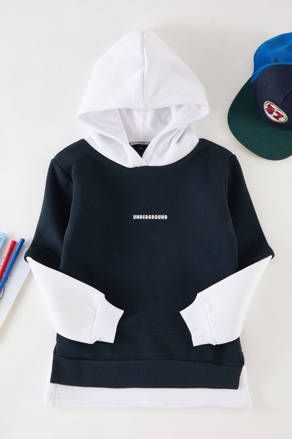 Trendyolmilla Kids Navy Blue Color Block Mini Me Sweatshirt