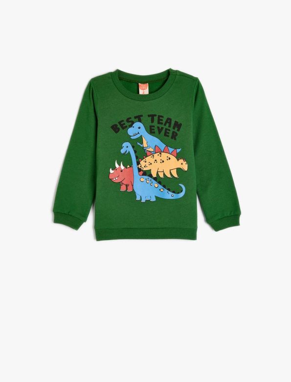 Boys' Dinosaur Print Long Sleeve Cotton Sweatshirt