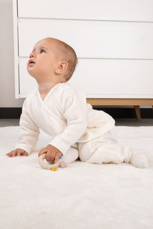 Organic Cotton Muslin Ecru Cross-Over Baby Set