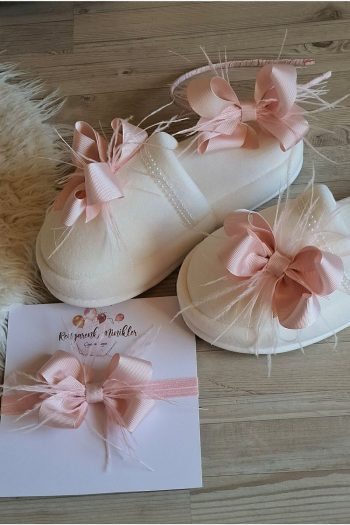 Colorful Little Ones Powder Pink Feather Bow Nursing Set