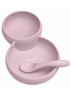 Saro Silicone Twin Plate, Bowl and Spoon Set Pink