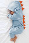 Silk Satin Dinosaur Print Hooded Romper for Boys and Girls