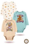 MAHFEL 100% Cotton 3-Pack Organic Printed Snap Bodysuits
