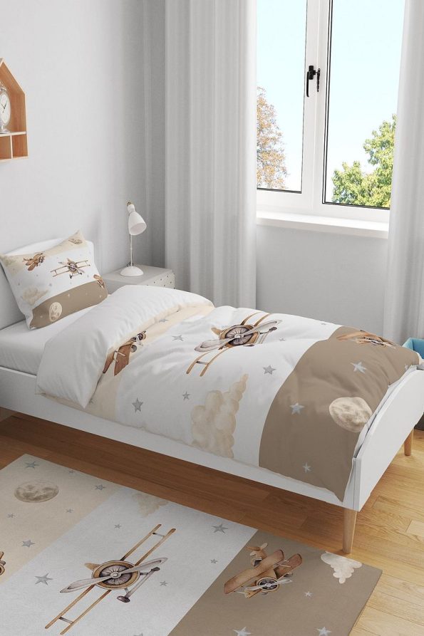 Evpanya Striped Airplane Pattern Twin Baby Bedding Set