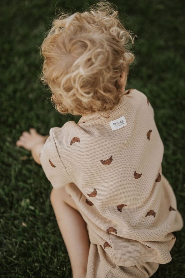 Kirazkids Croissant Patterned 100% Cotton Unisex Summer Set
