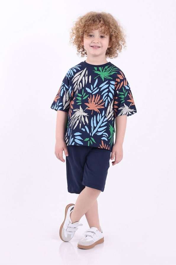 Mixima Palm Printed Oversized Summer Set for Boys Ages 3-6