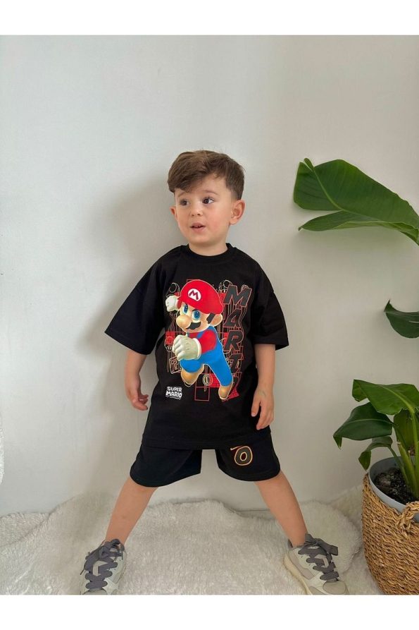 JELIBOOM Black Super Printed Kids' Shorts Set