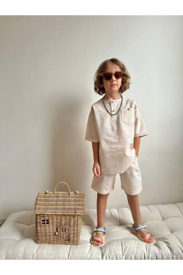 Yigit Boutique Poplin Fabric Boys' Short Set