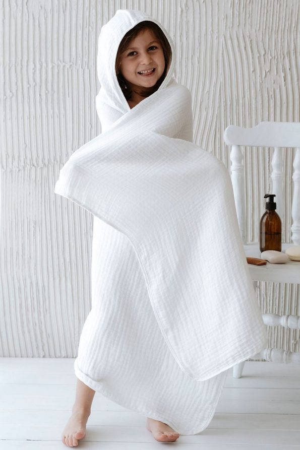 Tuğba Swan 4-Layer Muslin Hooded Towel - For Baby Series - Sketch Bunny