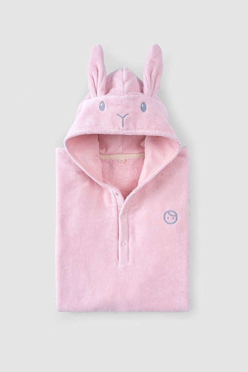 1_org_zoom-2668.jpg Little Gusto Organic Cotton Baby Pink Bunny Poncho
