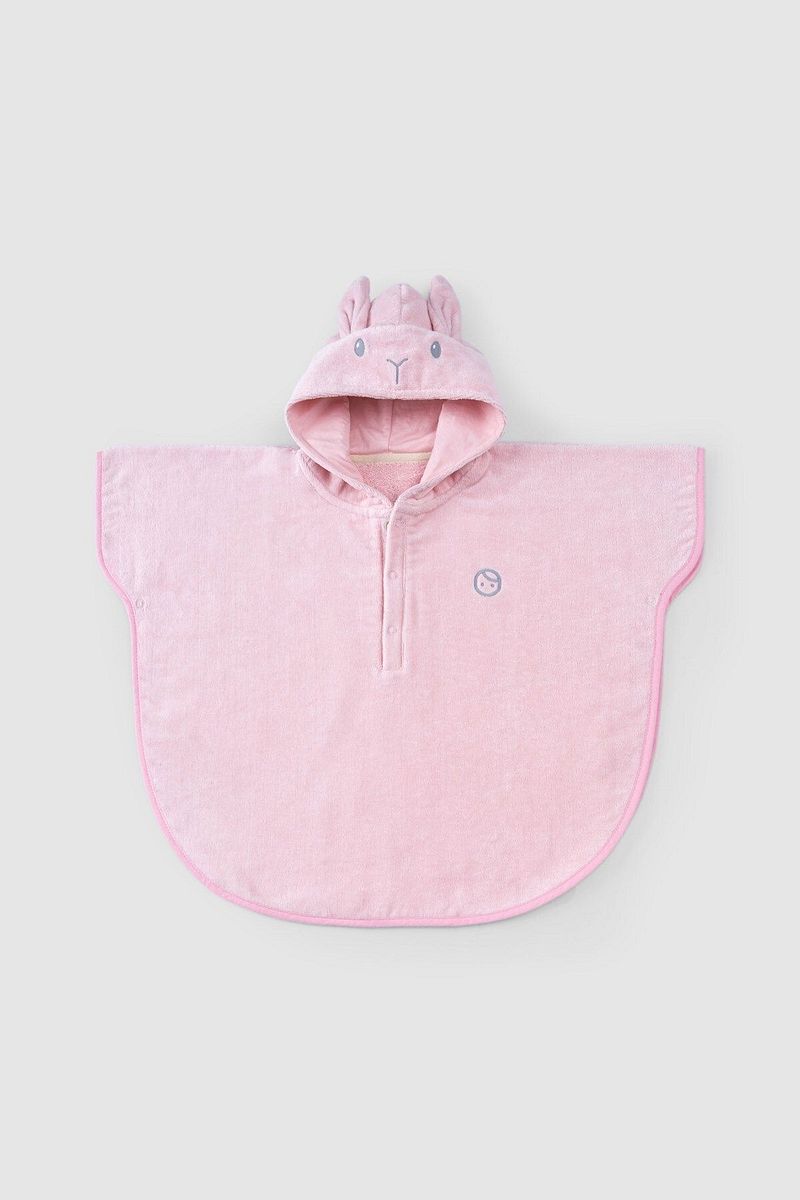 1_org_zoom-2669.jpg Little Gusto Organic Cotton Baby Pink Bunny Poncho