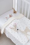 Tuğba Swan Plush Reversible Blanket - Floral Antler Deer