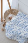 Tuğba Swan 4-Layer Muslin Blanket (100x120) - Blue Toile De Jouy