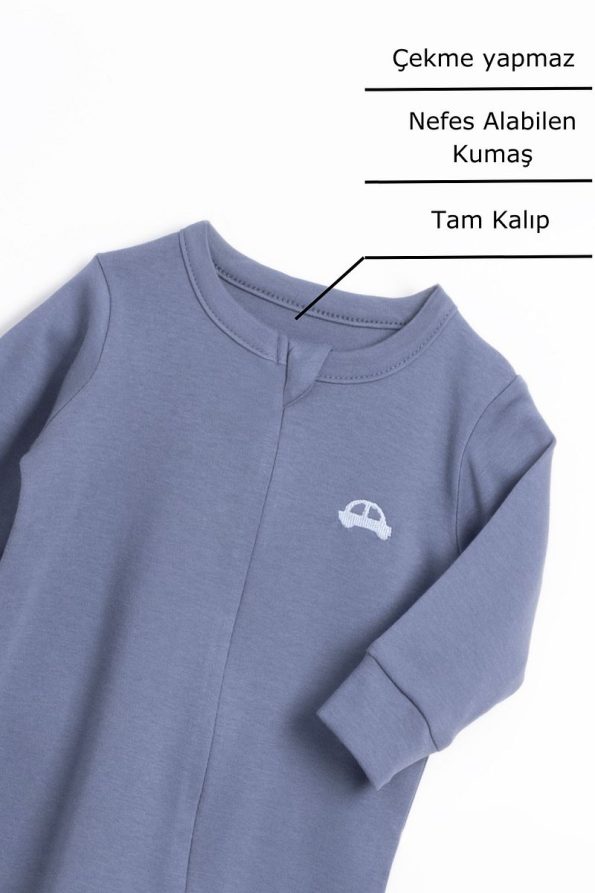 Baby Boy Girl Long Sleeve Embroidered Zipper Sleep Suit