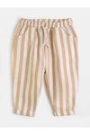 Cotton Trips Striped Textured Harem Pants (2-7 Years) - Milk Coffee