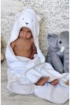 Mothercare Extra Soft Cotton Baby Bath Towel Wrap 100x100cm Bear/White