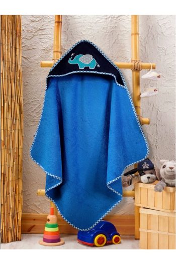 100% Cotton Baby Bath Towel Wrap 80x80cm Blue Elephant