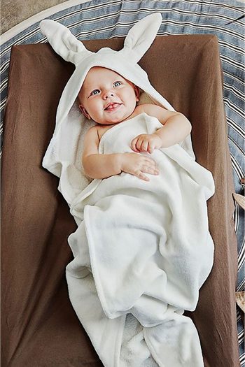 100% Cotton Soft Bunny Hooded Towel for Newborns and Babies