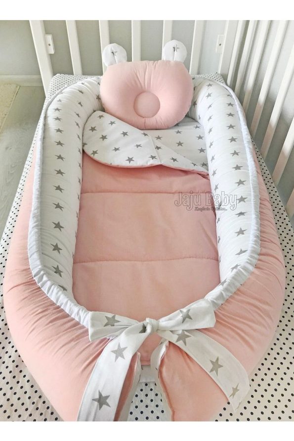 Jaju Baby Nest Powder Gray Star Design Luxury Co-Sleeping Crib