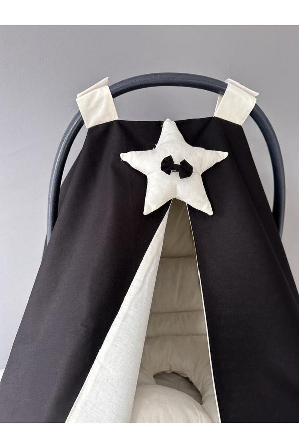 Black-Cream Star Design Stroller Cover and Sheet Set