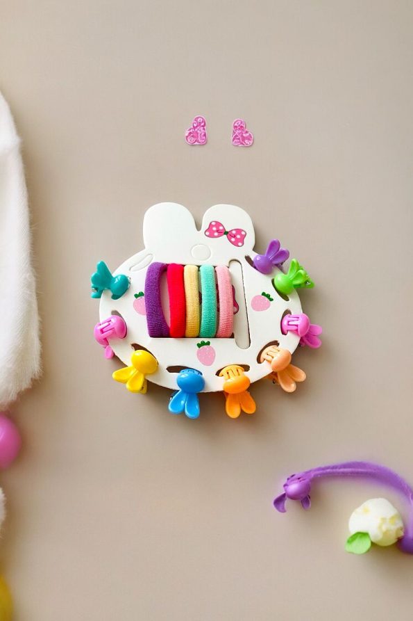 AYMETA Kids Bunny Hair Clip and Elastic Set
