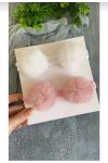 ESES BEBE Baby Girl White - Pink Pom Pom Headband Set