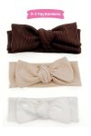 Logo Accessory 0-3 Years Baby Girl Bandana Set (Brown-Beige-White)