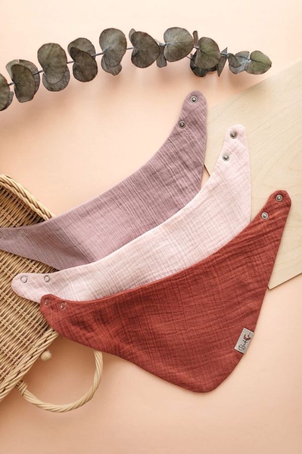 Bedeca 3-Pack 100% Organic Cotton Baby Muslin Bibs