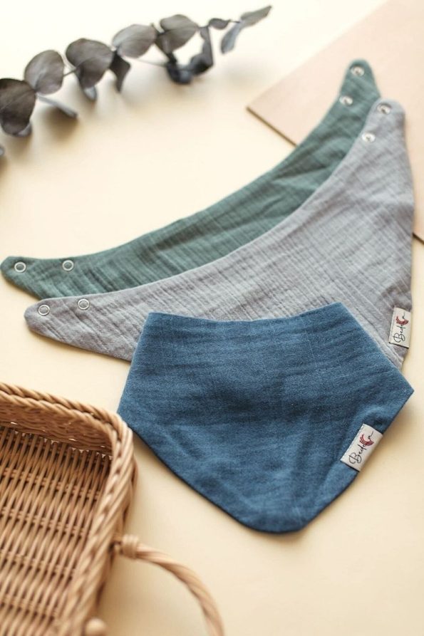 Bedeca Set of 3 100% Organic Cotton Baby Muslin Bibs
