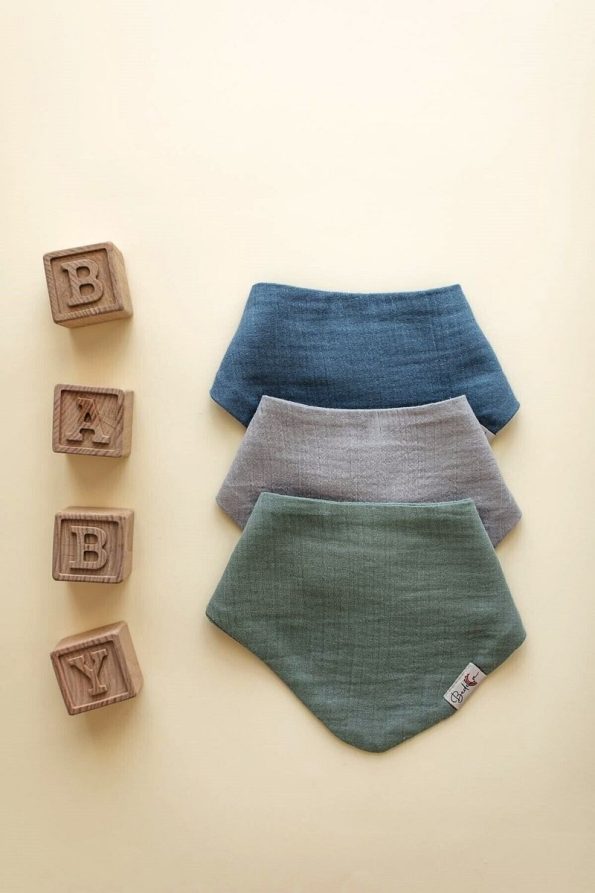 Bedeca Set of 3 100% Organic Cotton Baby Muslin Bibs