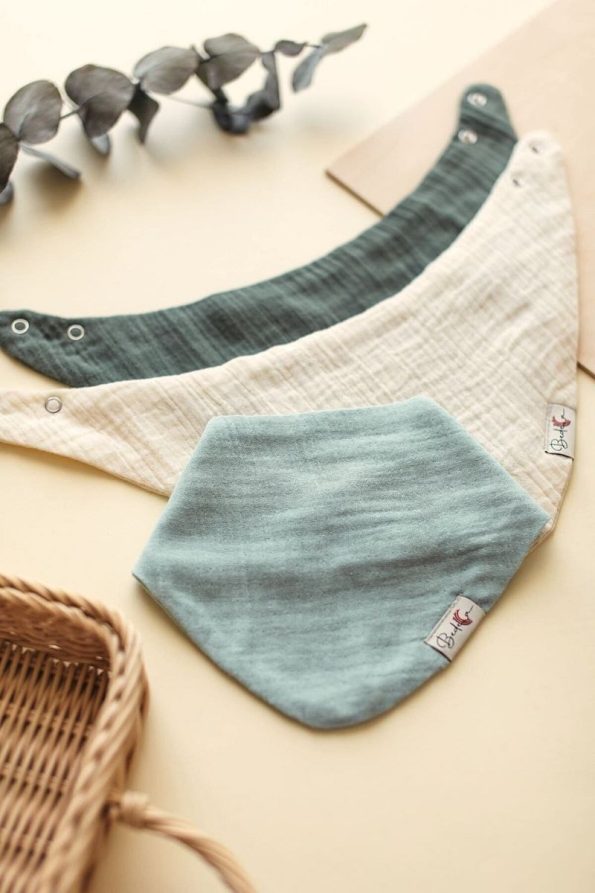 Bedeca Set of 3 Organic Cotton Baby Muslin Bibs