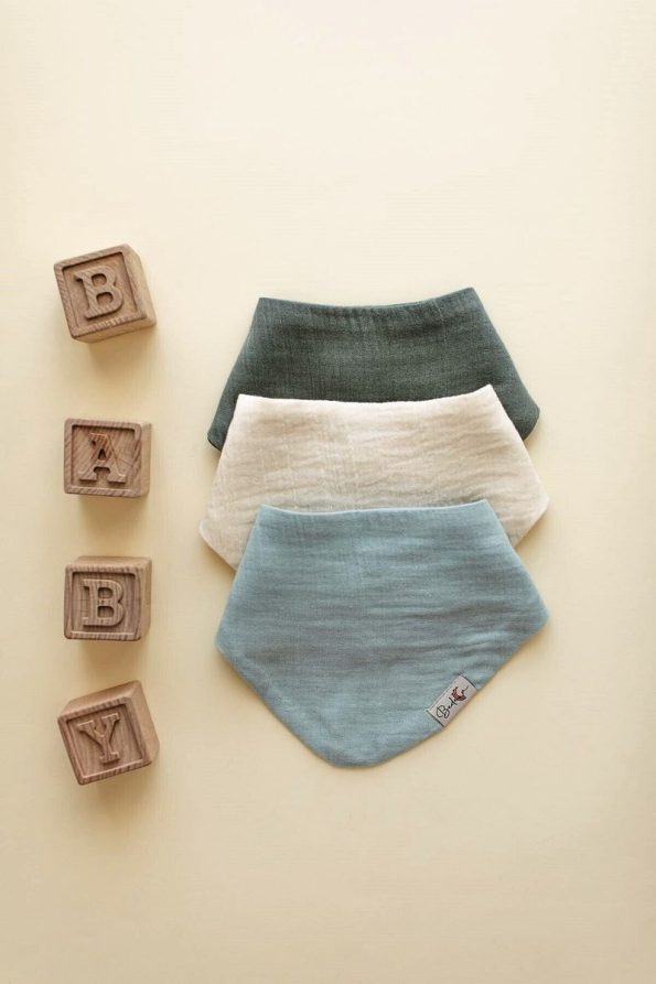 Bedeca Set of 3 Organic Cotton Baby Muslin Bibs