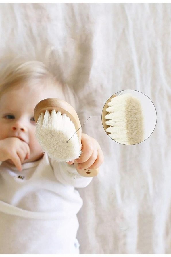 100% Natural Goat Hair Baby Hair Brush and Comb Set