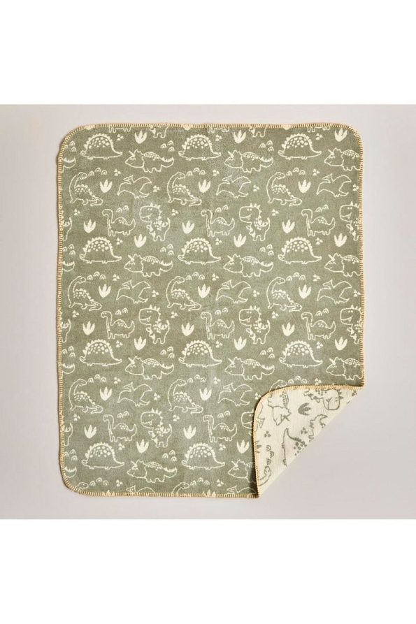 Bella Maison Dino Cotton Baby Blanket Olive Green (100X120 CM)