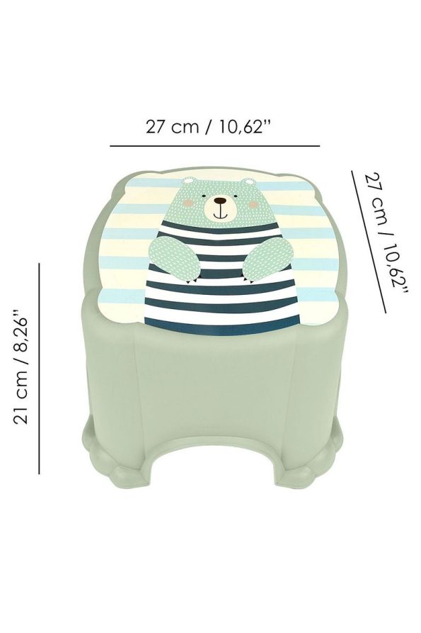 Meleni Baby Non-Slip Base Children's Stool - Figure Bath Sink Riser Stool - Green