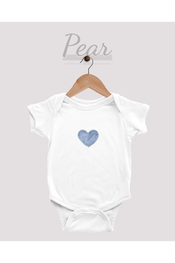 Pear Wear 100% Cotton Blue Heart Printed Baby Boy Bodysuit