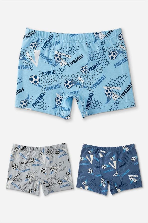 Baykar Boys' Cotton Printed Relaxed Fit Stretch Boxer Shorts 3-Pack