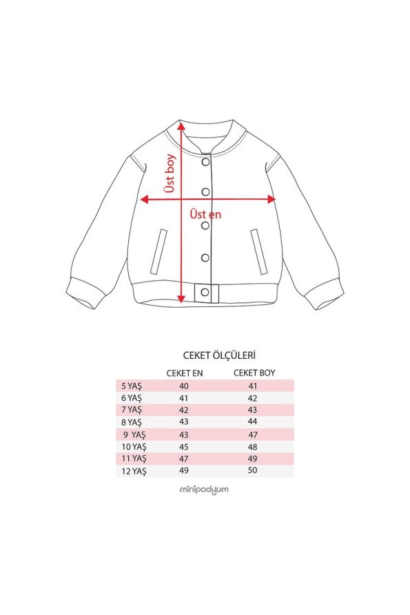 Minipodyum Girls' Paris Slogan Embroidered Snap-Button Bomber Jacket