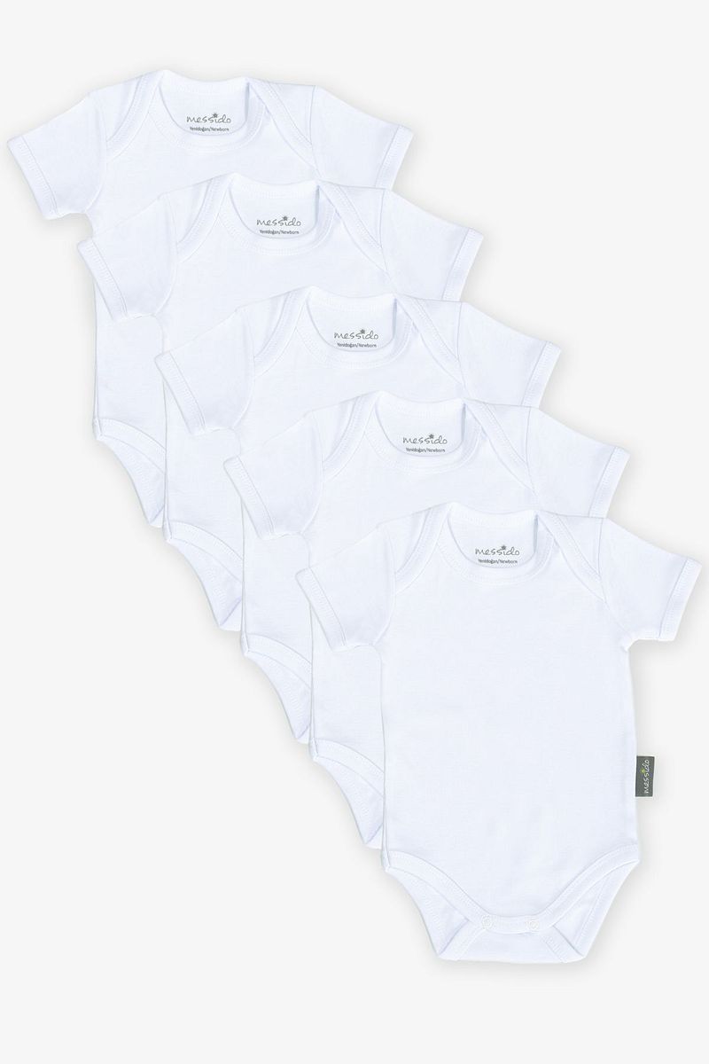 1_org_zoom-6201.jpg Messido 100% Cotton 5-Pack Baby Bodysuits - White