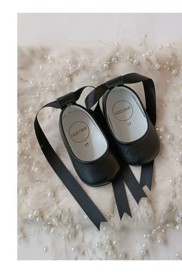 Hodore Fiore Genuine Leather Baby Moccasins Black