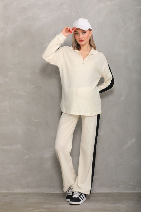 Miss World Lissa Side Striped Maternity and Nursing Soft Fabric Tracksuit