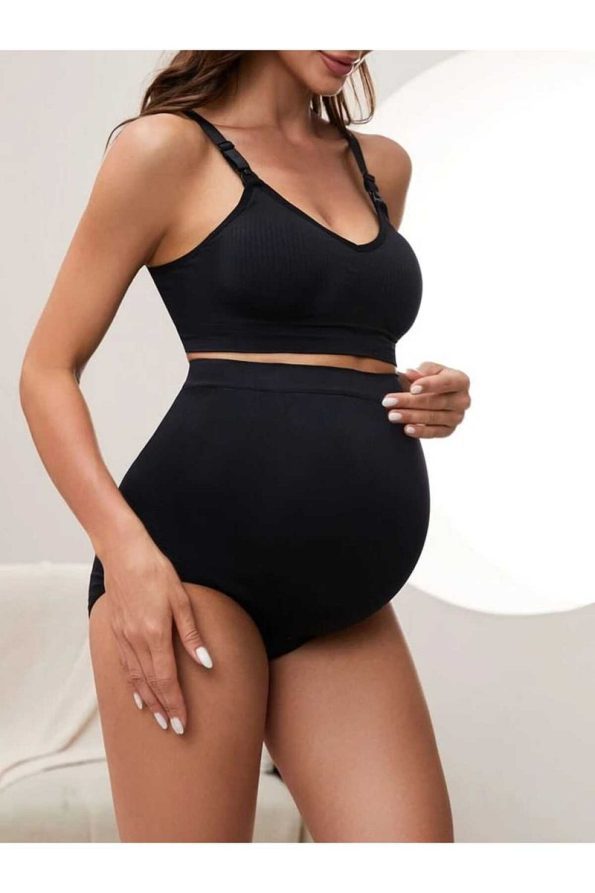 MADALİNA Women's 95% Cotton Black Maternity Briefs