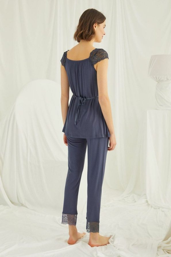 MONAMİSE Women's Lace Front Button Maternity Pajama Set