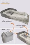 Jaju Baby Nest Gray Waffle Micky Patterned Portable Baby Crib