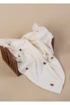 DensHaus Bear Pattern Embroidered Baby Blanket 90 X 110 Cream Wellsoft