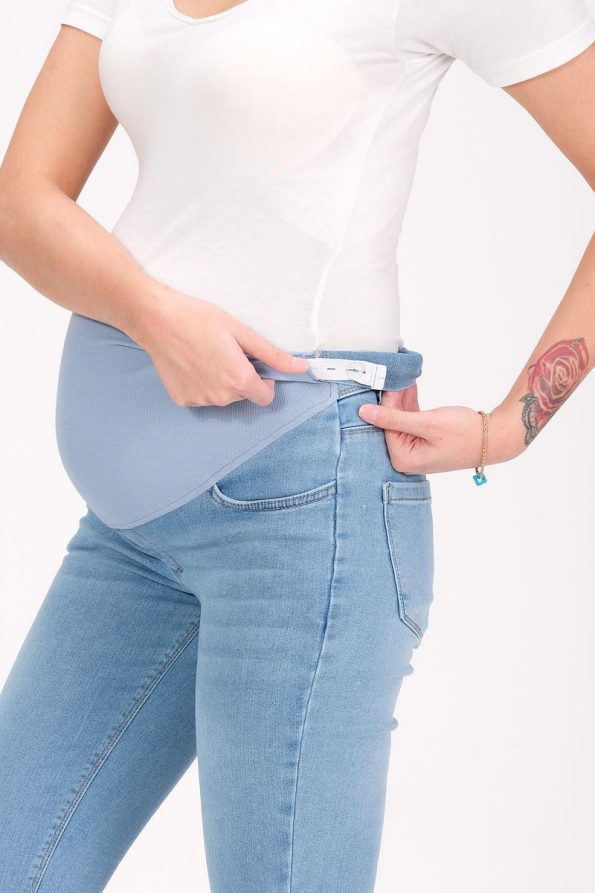 BUSA Maternity Stretch Belly Band Skinny Jeans Light Blue